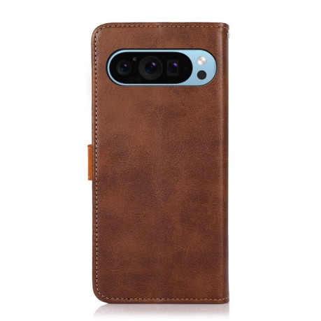 Чехол-книжка KHAZNEH Dual-color Cowhide для Google Pixel 9 - коричневый