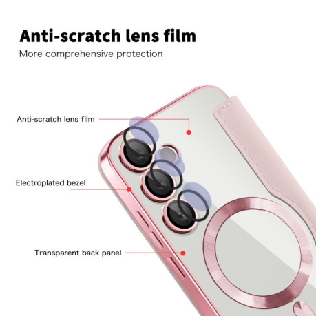 Чохол-книжка Shield MagSafe RFID Anti-theft Leather для Samsung Galaxy S24 FE 5G - рожевий
