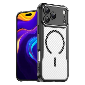 Ударозахисний чохол Carbon Fiber Texture MagSafe Translucent на iPhone 17 Pro Max - чорний