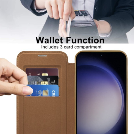 Чехол-книжка Shield MagSafe RFID Anti-theft Leather для Samsung Galaxy S25+ 5G - коричневый