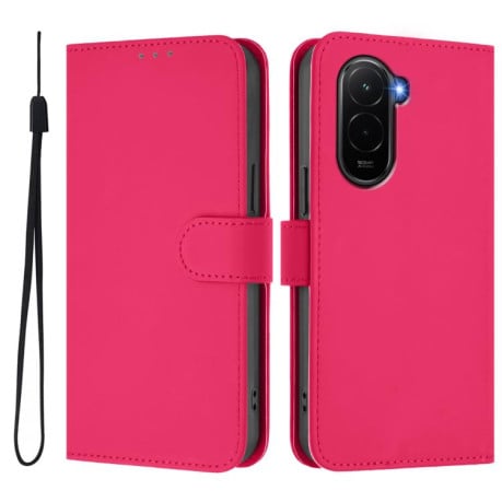 Чехол-книжка с мягким покрытием (Skin Feel) со шнурком на Xiaomi Poco M7 4G 169mm - пурпурно-красный