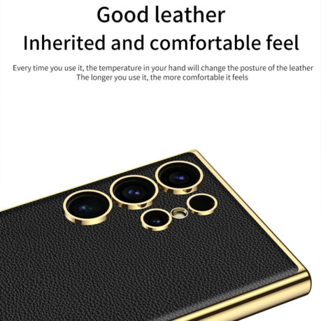 Противоударный чехол GKK Plating TPU + Leather для Samsung Galaxy S24 Ultra 5G - зеленый