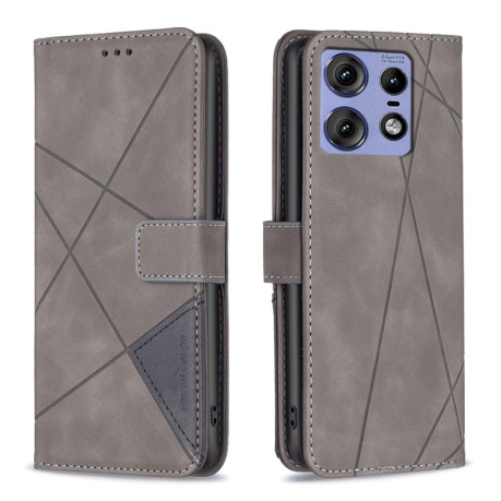 Чехол-книжка Rhombus Texture для Motorola Edge 50 Pro 5G - серый
