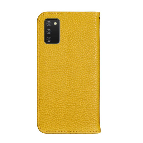 Чехол-книжка Litchi Texture Solid Color на Samsung Galaxy A03s - желтый