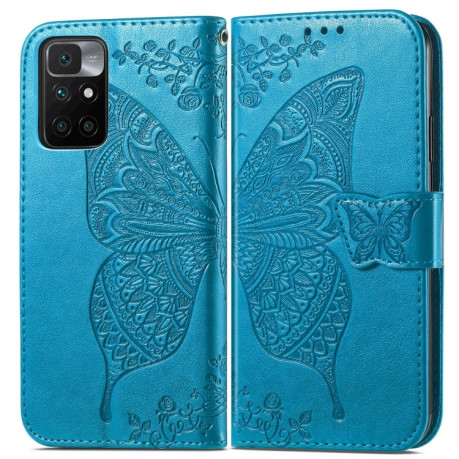 Чехол-книжка Butterfly Love Flower для Xiaomi Redmi 10 - синий