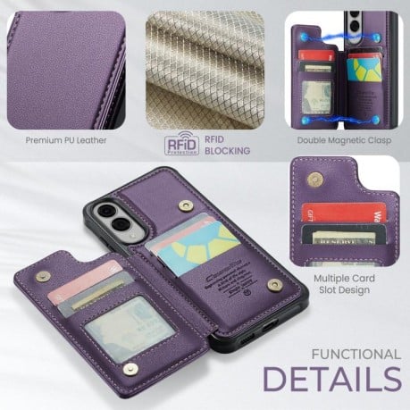 Чохол CaseMe C22 Card Slots Holder RFID Anti-theft для Samsung Galaxy S25 Edge 5G - фіолетовий