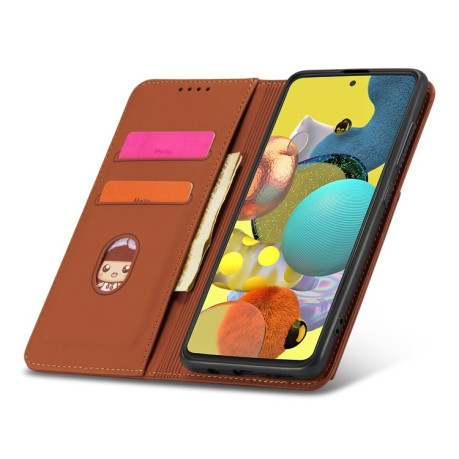 Чехол-книжка Strong Magnetism на Samsung Galaxy M32/A22 4G - коричневый