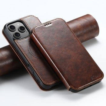 Чехол-книжка Suteni J05 Leather Magnetic MagSafe для iPhone 16 Pro Max - хаки