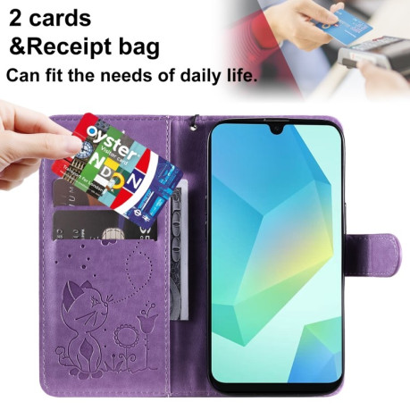 Чохол-книжка Cat Embossing Pattern  для Samsung Galaxy A26 5G - фіолетовий