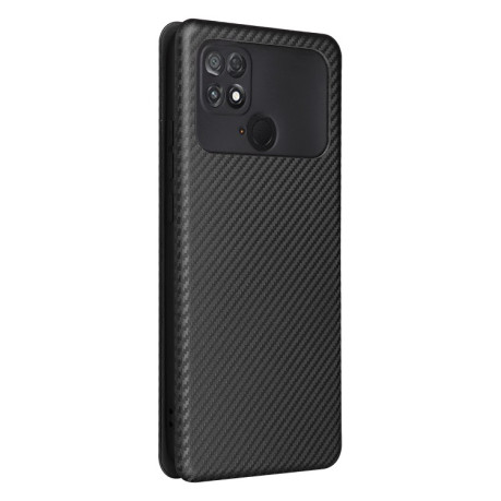 Чехол-книжка Carbon Fiber Texture на Xiaomi Poco C40/Redmi 10c - черный