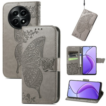 Чехол-книжка Butterfly Love Flower Embossed на  Realme 13 5G/12 5G/12X 5G - серый