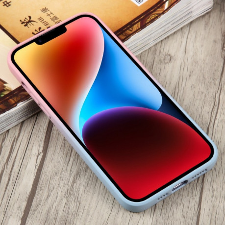Противоударный чехол Liquid Silicone Full (Magsafe) для iPhone 15 - розово-синий
