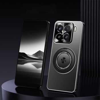 Противоударный чехол Rotating Holder Frosted Metal на Xiaomi 15 - черный