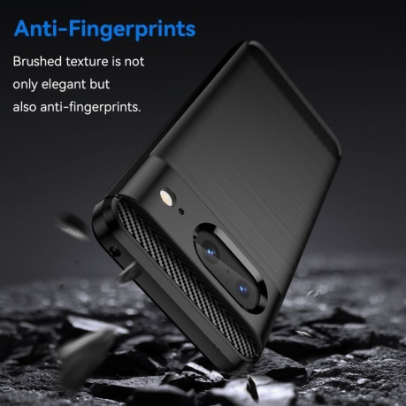 Протиударний чохол Brushed Texture Carbon Fiber на Google Pixel 8 - чорний