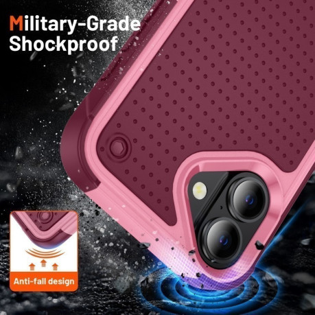 Чохол протиударний PC + TPU Shockproof Protective для iPhone 16 - Pink+Dark Red