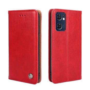 Чехол-книжка Non-Magnetic Retro Texture для OPPO Reno7 5G Global/ Find X5 Lite/OnePlus Nord CE2 5G  Global/Find X5 Lite - красный