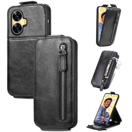 Флип-чехол Zipper Wallet Vertical для Realme C55 - черный