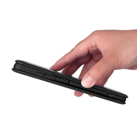 Чехол-книжка Carbon Fiber Texture на Motorola Edge 60 Pro - черный