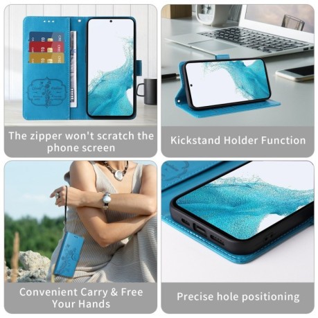 Чехол-книжка Embossed Butterfly для Samsung Galaxy A16 5G - синий