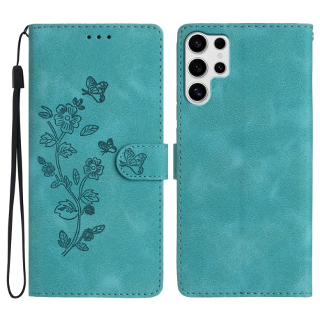 Чохол-книжка Flower Butterfly Embossing  для Samsung Galaxy S25 Ultra 5G - блакитний