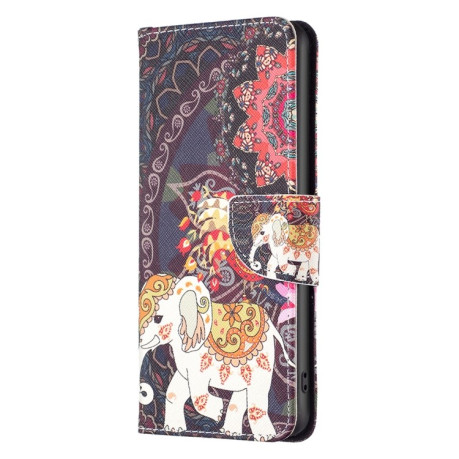 Чехол-книжка Colored Drawing Pattern для Xiaomi Redmi 12/12 5G/Poco M6 Pro 5G - Flowers Elephant
