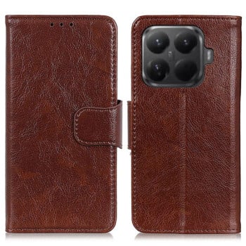 Чехол-книжка Mirren фактура “Crazy Horse” с магнитным хлястиком на Xiaomi 15T Pro 5G - коричневый