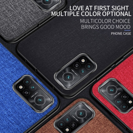 Противоударный чехол Cloth Texture на Xiaomi Mi 10s - черный