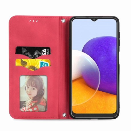 Чехол-книжка Retro Skin Feel Business Magnetic на Samsung Galaxy M32/A22 4G - красный