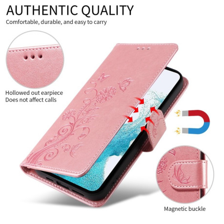 Чехол-книжка Embossed Butterfly для Samsung Galaxy A16 5G - розовое золото