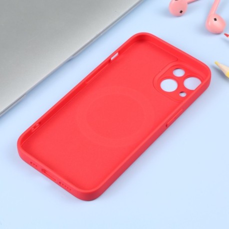 Противоударный чехол Liquid Silicone Full (Magsafe) для iPhone 15 - красный