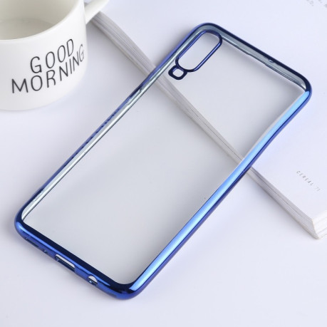 Ультратонкий силиконовый чехол Electroplating Soft на Samsung Galaxy A70-синий