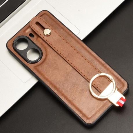 Протиударний чохол Wristband Leather Back для Xiaomi Poco X7 Pro 5G - коричневий