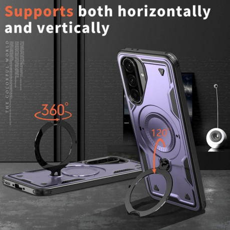 Противоударный чехол MagSafe Holder Armor PC Hybrid для Samsung Galaxy A56 5G - фиолетовый