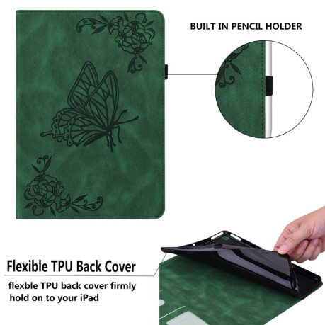 Чехол-книжка Butterfly Flower Embossed Leather на Xiaomi Pad 7 / Pad 7 Pro - зеленый