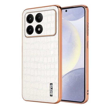 Чохол AZNS Electroplated Frame Crocodile Texture на Xiaomi POCO F6 Pro - білий