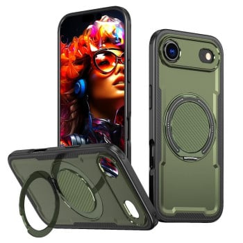 Противоударный чехол Metal 360 Degree Rotation Holder MagSafe на iPhone Air - темно-зеленый