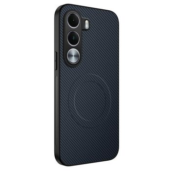 Магнитный чехол Wanlonfeng серии TQ с текстурой карбона на Realme C100i / C100x 4G — сапфировый