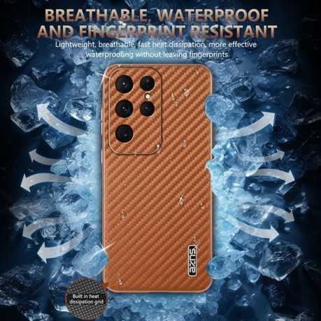 Ударозахисний чохол AZNS Electroplated Edge Carbon Fiber Texture на Samsung Galaxy S25 Ultra 5G - зелений