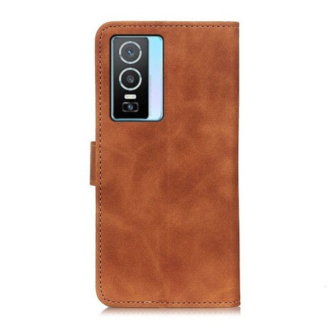 Чехол-книжка KHAZNEH Cowhide Texture на Vivo Y76 5G / Y76s 5G - коричневый