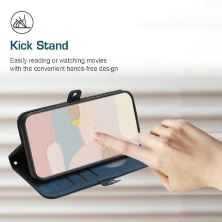 Чохол-книжка Side Buckle Double Fold Hand Strap Leather для Xiaomi Poco F7 - синій