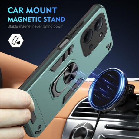 Ударозащитный чехол Metal Ring Holder на Xiaomi Redmi 15C 5G / 4G Global 171mm / Poco C85 4G - зеленый