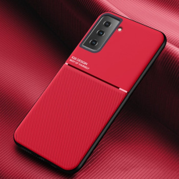 Противоударный чехол Tilt Strip Grain на Samsung Galaxy S21Plus - красный