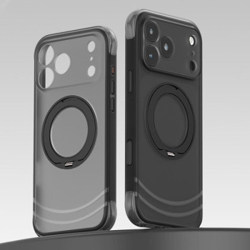 Протиударний магнітний чохол QN2 Skin-Friendly AirBag Magnetic з кільцевим тримачем на iPhone 18 Pro Max — чорний
