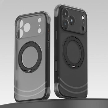 Ударозахисний магнітний чохол QN2 Skin-Friendly AirBag Magnetic з кільцем-тримачем на iPhone 18 Pro — чорний