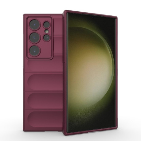 Силиконовый чехол Magic Flannel для Samsung Galaxy S24 Ultra 5G - винно-красный