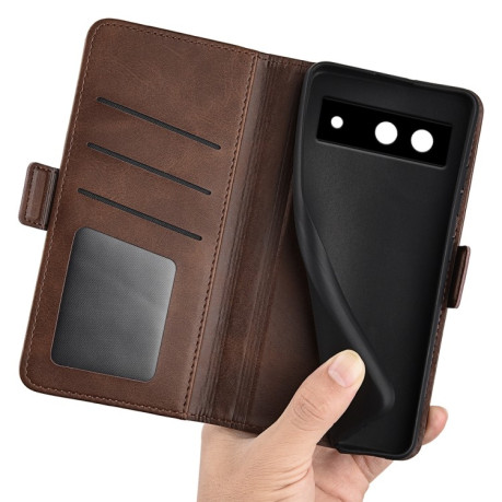 Чехол-книжка Dual-side Magnetic Buckle для Google Pixel 8a - коричневый