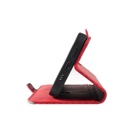 Чехол-книжка Dual-color Rhombic Lattice Leather для Samsung Galaxy S24 FE 5G - красный