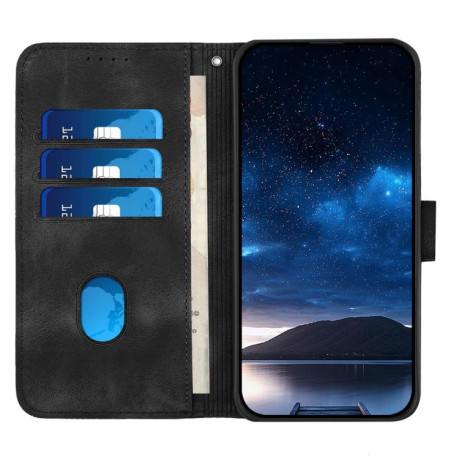 Чехол-книжка Grid Stitching Leather Phone Case with Lanyard для для Motorola Moto G15 - черный