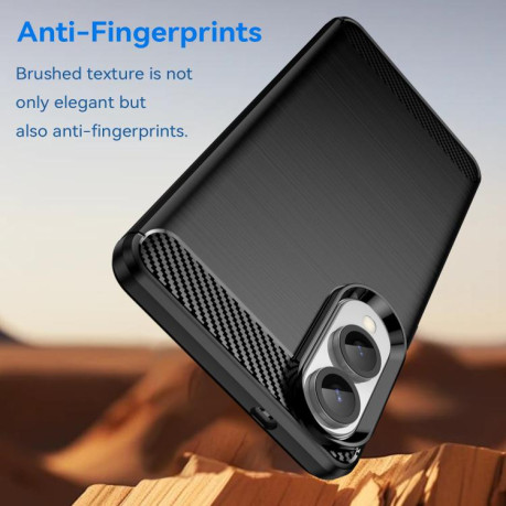 Протиударний чохол Brushed Texture Carbon Fiber для Samsung Galaxy S25 Edge 5G - чорний