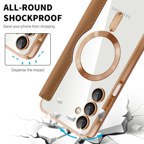 Чохол-книжка Shield MagSafe RFID Anti-theft Leather  для Samsung Galaxy A16 5G - коричневий